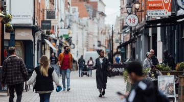 People walking on a pedestrianised street